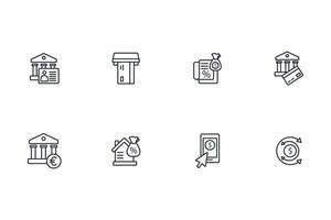 Bank icon set..Editable stroke.linear style sign for use web design,logo.Symbol illustration. vector