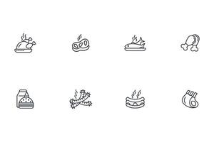 Meat icon set..Editable stroke.linear style sign for use web design,logo.Symbol illustration. vector