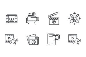 media icon set..Editable stroke.linear style sign for use web design,logo.Symbol illustration. vector