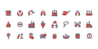 Christianity icon set..Editable stroke.linear style sign for use web design,logo.Symbol illustration. vector
