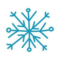 Blue hand drawing snowflake. Naive drawing for Christmas design, card, background. Isolated illustration vector