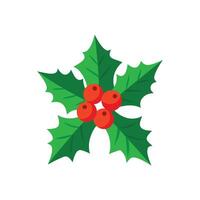 Christmas holly leaves on white background vector