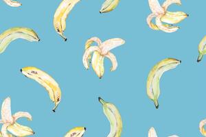 seamless pattern of banana on blue background.Tropical botanical fruit background.Suitable for designing fabric and wallpaper patterns. vector