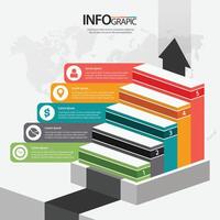 Step by step infographic illustrating a growth strategy with colorful elements and clear data presentation vector