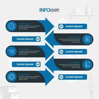 Illustration showing a structured infographic with arrows, sections, and placeholder text for information presentation vector