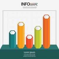 Infographic showcasing a colorful bar chart representing statistical data trends over time vector