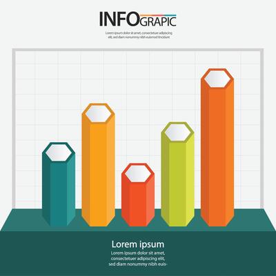 Infographic showcasing a colorful bar chart representing statistical data trends over time