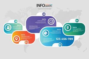Visual representation of data flow using infographics with numbered steps vector