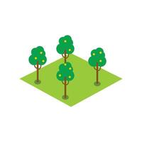Four fruit trees on grass forming a square vector