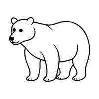 Simple black-and-white line art illustration of a bear, standing in profile vector