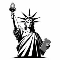 Statue of Liberty sketch hand drawn with black lines, isolated on white background Free vector