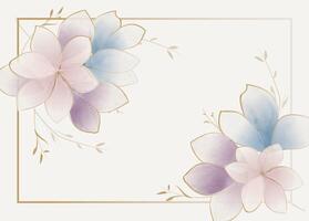 Watercolor background of abstract art with flowers and golden branches,card template image vector