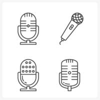 Microphone line icons set vector