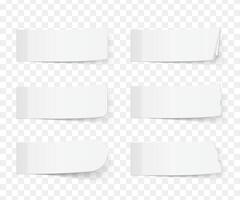 Set of six different white sticy notes with shadows vector