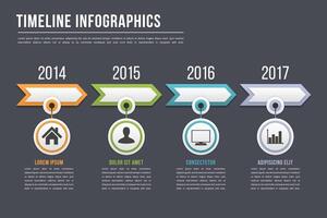Timeline infographics template with arrows, workflow, process infographics vector