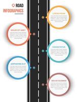 Road infographics with five pointers with place for your text vector