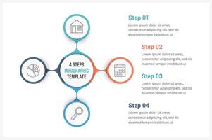 Circle infographics template with four elements, can be used as process diagram, steps, options vector
