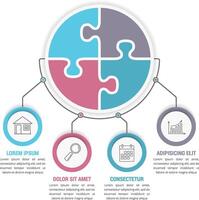 Infographic template with puzzle circles with four elements vector