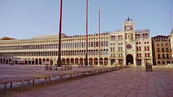 Doge palace with arches and columns on empty St Mark square video