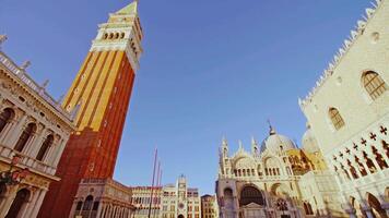 Motion along empty spacious St Mark square with sightseeing video