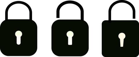 Lock icon collection. Lock security, black, line, icon set, flat illustration, Design on White Background. vector