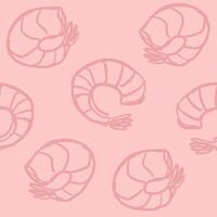 Pattern with doodle shrimps. Cuisine, menu, seafood. illustration for design. vector