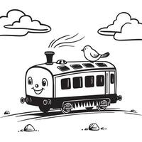 The train is designed with a playful and cartoonish style, perfect for children's projects, educational materials, or storybooks. vector