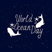 World Oceans Day.World Oceans Day logo template with lettering and texture. vector
