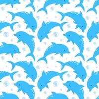 Seamless pattern.Dolphins.Summer sea texture. vector