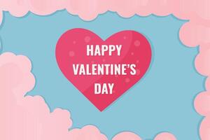 Card with heart and clouds for Valentine's Day.Illustration in flat style. vector