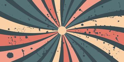 Vintage retro background with watercolor splashes.Funk rays elements, circular motifs vector