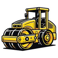 A yellow construction machine with a large wheel vector
