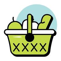 Fruit Basket Thanksgiving Circle Color Outline Icon Pack vector