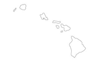 Hawaiian island map plain white color vector