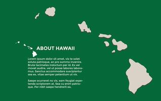 Hawaiian island infographic map with green colour and with about Hawaiian island vector
