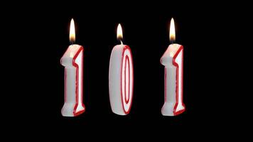Candle with the number ONE HANDRED ONE rotates on a white background video