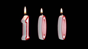 Candle with the number ONE HANDRED rotates on a white background video