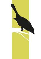 Bird on the tree illustration simple illustration. Silhouettes of the sparrow sitting on a branch vector