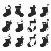 christmas socks silhouette icon set for flat design elements vector