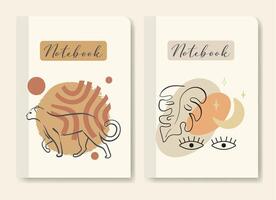 Beautiful cover design - nature simple design. Worksheet set with flora and fauna art vector