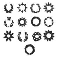 christmas wreaths silhouette icon set for flat design elements vector