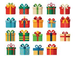 colorful gift boxes icon set with a colorful ribbon for flat design elements with different colors vector