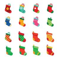 christmas socks icon set for flat design elements vector