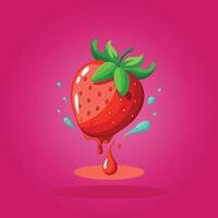 fresh strawberry with juice dropping illustration for design vector