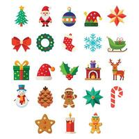 set of christmas decoration elements for flat design vector