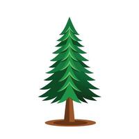 pine tree illustration with leaves for flat design vector
