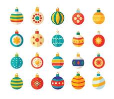 christmas balls icon set for flat design elements with different colors vector