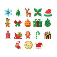 chritsmas elements icon set for flat design vector