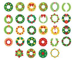 christmas wreaths icon set for flat design elements vector
