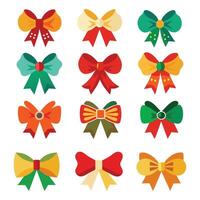 christmas bows icon set for flat design elements with different colors vector